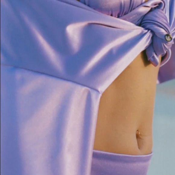 Laina Rauma S pants Purple Lavender pant club bed satin drawstring straight leg - Picture 6 of 9